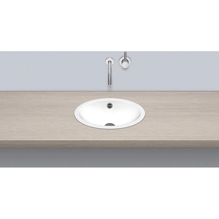 Alape EB.O425 Einbaubecken, oval, 425 x 325 mm, innen und außen glasiert, Weiß, ohne Hahnloch, mit Überlauf / Waschtisch / Waschbecken