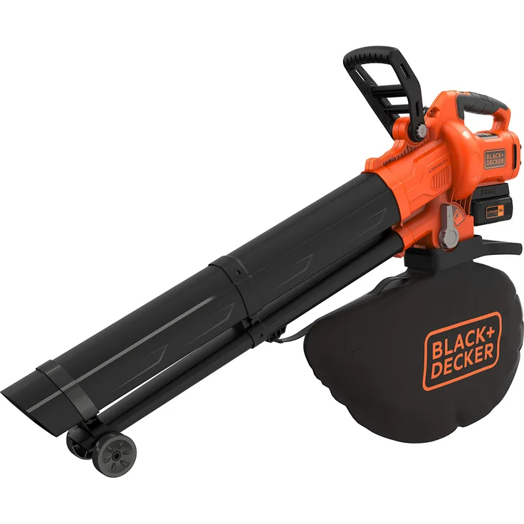 Black und Decker Akku Laubsauger--bläser mit Häcksler BCBLV3625L1 (45l Fangsack, bürstenloser Motor, 210 km-h Luftgeschwindigkeit und hohe Saugleistung 36V, inkl. Akku und Ladegerät) Häckselfunktion