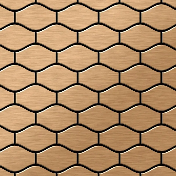 Mosaik Fliese massiv Metall Titan gebürstet in kupfer 1,6mm stark ALLOY Karma-Ti-AB Designed by Karim Rashid 0,86 m2