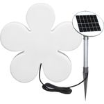 8 seasons design | LED Solarblume Blume Shining Flower (Ø 40cm, Solar-Panel, Dämmerungssensor, warmweiß, Outdoor Deko, Solarleuchte für Garten) weiß