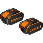 WORX WA3553.2 20 V Li-Ion Akku Set zum Aufladen von WORX Geräten: 2 x 4,0 Ah Akku-Set mit 2 Akkus - ohne Ladegerät