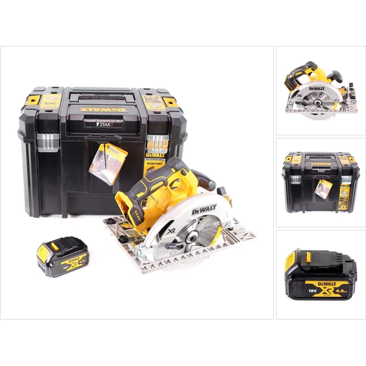 DeWalt DCS 572 NT Akku Handkreissäge 18V + 1x Akku 4,0Ah + T-STAK - ohne Ladegerät