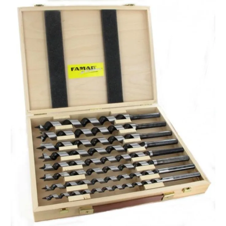 Famag Schlangenbohrer Lewis 8-teilig im Holzkasten GL 235 mm NL 160 mm. Ø 6 8 10 12 14 16 18 20 mm 1410.200.00 (1410.200.00)