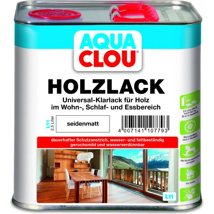 Aqua Clou Holzlack L11 2,5 l, seidenmatt