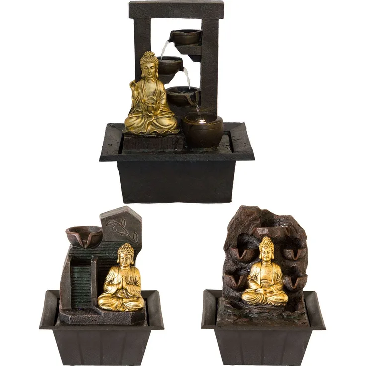 Zimmerbrunnen BUDDHA mit LED-Beleuchtung Dhyana mit Kugel