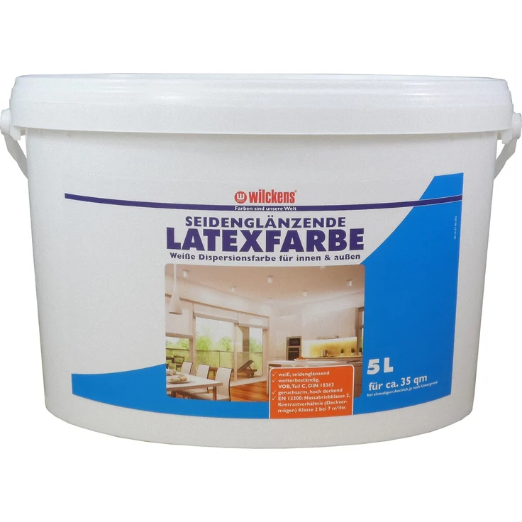 Wilckens - Wilckens 5l Latexfarbe seidenglänzend Weiß Wandfarbe Innenfarbe Außenfarbe - weiß – Bild 1