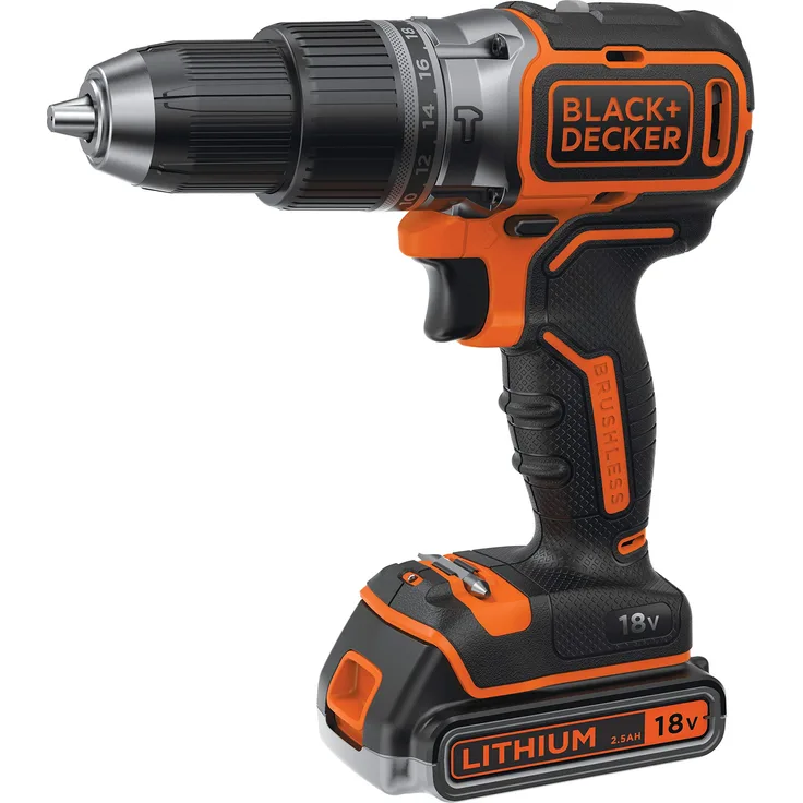 Black+Decker BL188E2K-QW Schlagbohrmaschine Brushless, kabellos, 18 V-1,5 Ah-2 Batterien, in Aufbewahrungsbox