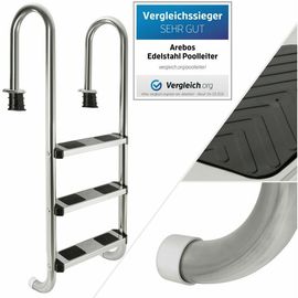 AREBOS Poolleiter- 3 Stufen - Silber