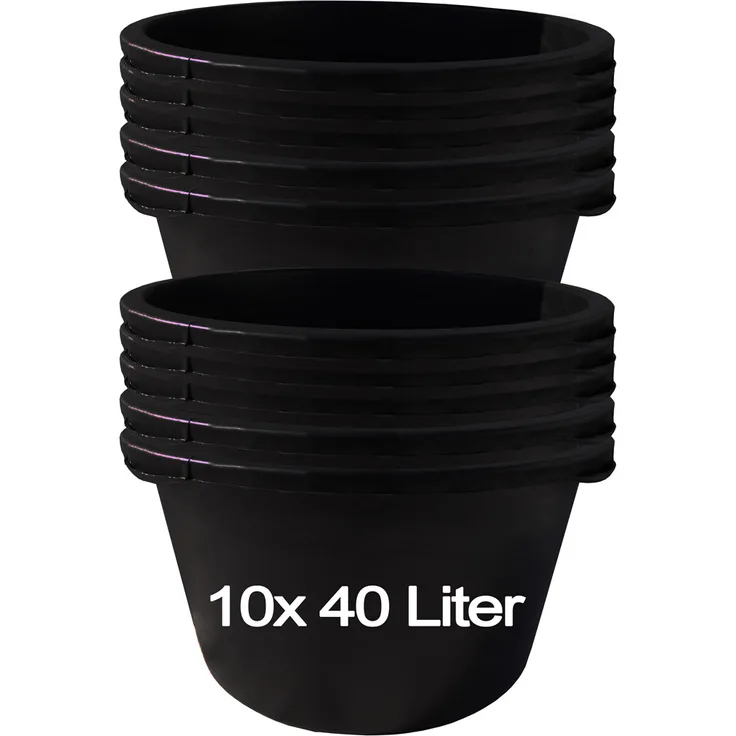 10 Stk. 40 Liter Mörtelkübel Baueimer Mörteleimer Putzeimer Maurereimer Eimer - 10 Mörtelkübel