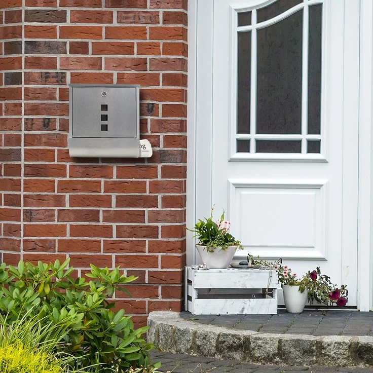 Grafner Edelstahl Briefkasten mit Zeitungsrolle und 3 Sichtfenstern + Namensschild Postkasten  – Bild 1