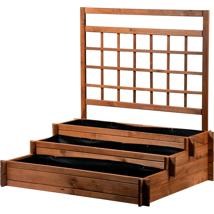 dobar Hochbeet, Drei-EtagenPeru aus Holz mit Spalier Rankgitter: Pflanzkasten Frühbeet Bausatz für Gemüse, braun, 110x88x115 cm, 58185FSC – Bild 1