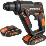 WORX WX390.1 Bohrhammer SDS-Plus - 20V Bohrmaschine mit pneumatischem Hammerwerk zum Schrauben, Bohren & Hämmern 1,2 Joule Schlagenergie Mit 2 Li-Ion Akkus, Ladegerät & Koffer