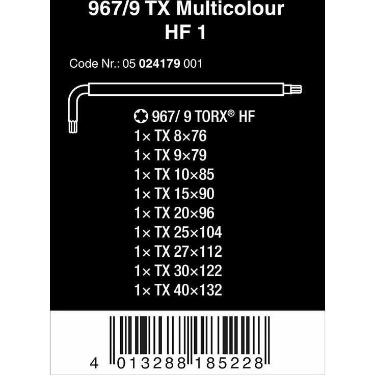 Wera 05024179001 967 SL-9 TORX HF Multicolour Winkelschlüsselsatz mit Haltefunktion, 9-teilig – Bild 4