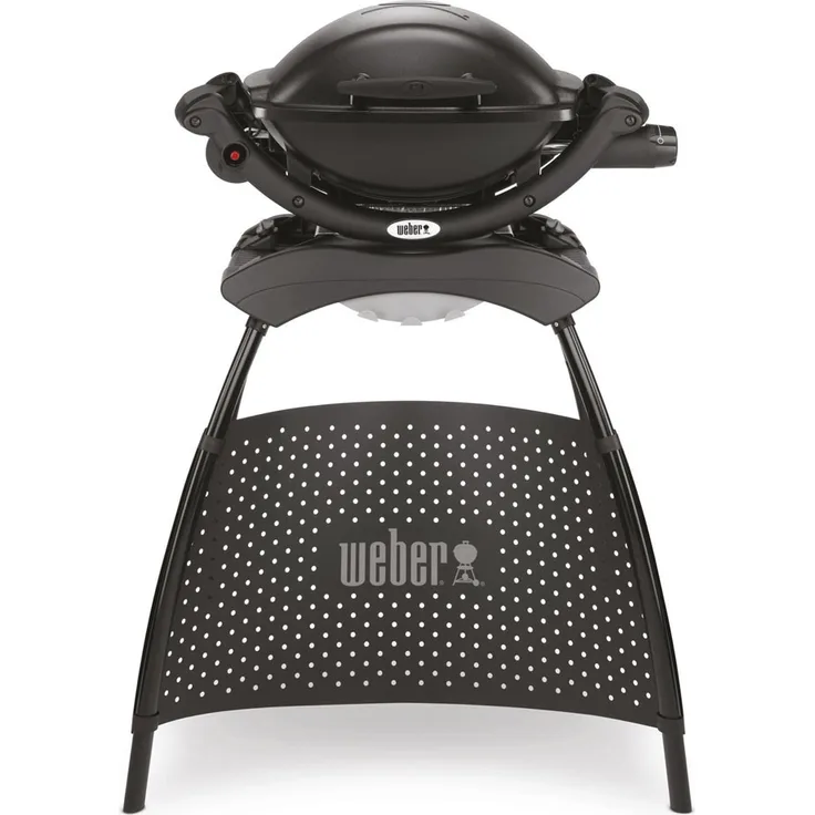 Weber Gasgrill Q 1000 mit Stand 1 Brenner und Aromaschienen Schwarz
