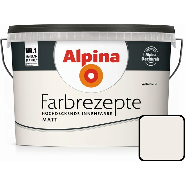 Alpina Farbrezepte Sanftes weiß 2,5 l, wolkenreise, Innenfarbe matt – Bild 1