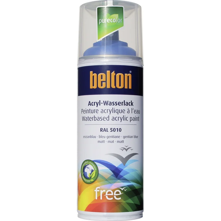 belton free Lackspray 400 ml, Acryl Wasserlack, enzianblau, matt – Bild 1