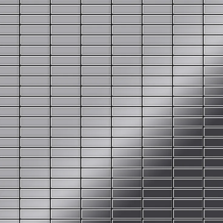 Alloy Mosaik Fliese massiv Metall Edelstahl hochglänzend in grau 1,6mm stark Cabin-S-S-M 1,01 m2