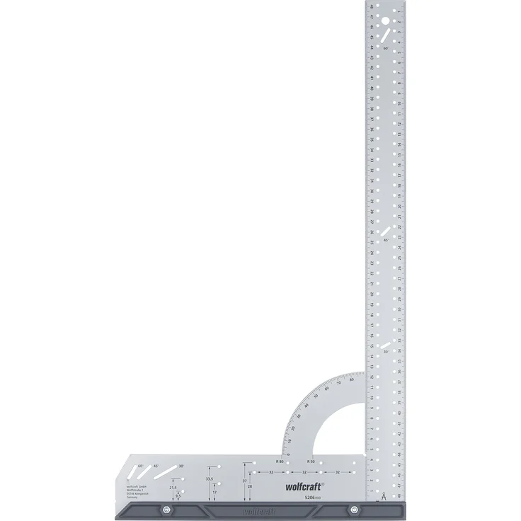 wolfcraft Universalwinkel 5206000 Winkelmesser mit 500 mm Schenkellänge zum präzisen Anreißen & Zeichnen mit 90° Anschlagwinkel & abnehmbarer Winkelschiene – Bild 1