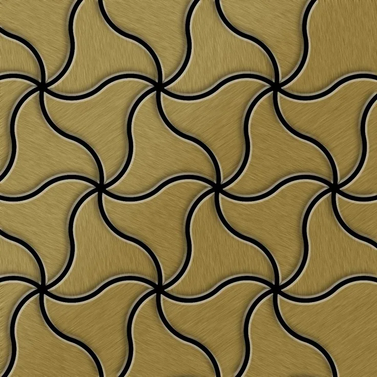 Mosaik Fliese massiv Metall Titan gebürstet in gold 1,6mm stark ALLOY Ninja-Ti-GB Designed by Karim Rashid 0,67 m2