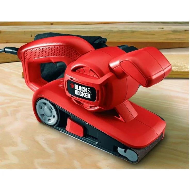 Black+Decker Bandschleifer (720W, mit automatischer Schleifbandzentrierung, vergrößerter Bandwechsel-Hebel, ergonomischer Zweithandgriff, Staubfangsack, einfache Bandmontage) KA86 – Bild 2