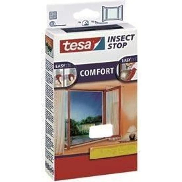 tesa Insect Stop COMFORT Fliegengitter für Fenster - Insektenschutz mit Klettband selbstklebend - Fliegen Netz ohne Bohren - weiß (leichter sichtschutz), 130 cm x 130 cm – Bild 1