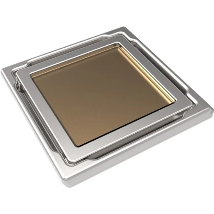 MERT Design Bodenablauf Flach mit 110 x 110 mm Spezial Glasabdeckung Beige