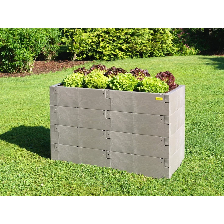 JUWEL Hochbeet Timber Ergoline 4er-Set (Variable Aufbauweise, 100% recyclebar, Gartenbeet aus Kunststoff) 20821, grau – Bild 1