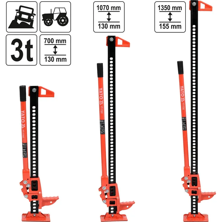 YATO Wagenheber mit Zahnstangengewinde Stockwinde 3t 33''- 48''- 60'' 48''