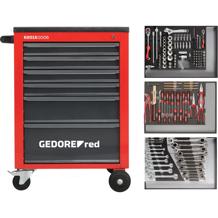 GEDORE R21560004 Werkzeugsatz im Werkstattwagen MECHANIC 129-teilig
