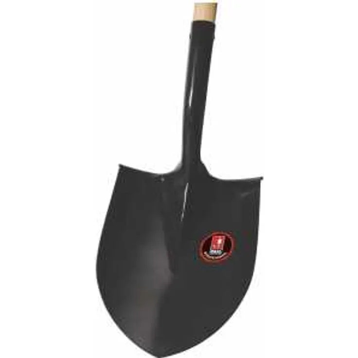 IDEAL-Spatenschaufel groß, schwarz pulverbeschichtet, Schwanenhalsdülle mit angebogenem Tritt vorne
