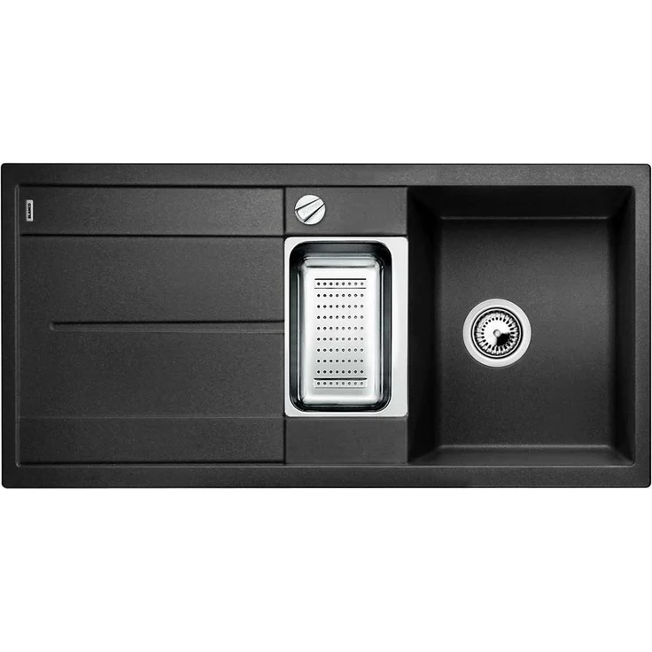 BLANCO METRA 6 S Rechteckige Granitspüle für die Küche für 60 cm breite Unterschränke Mit Restebecken und Edelstahlschale aus Silgranit Grau 513053 – Bild 1