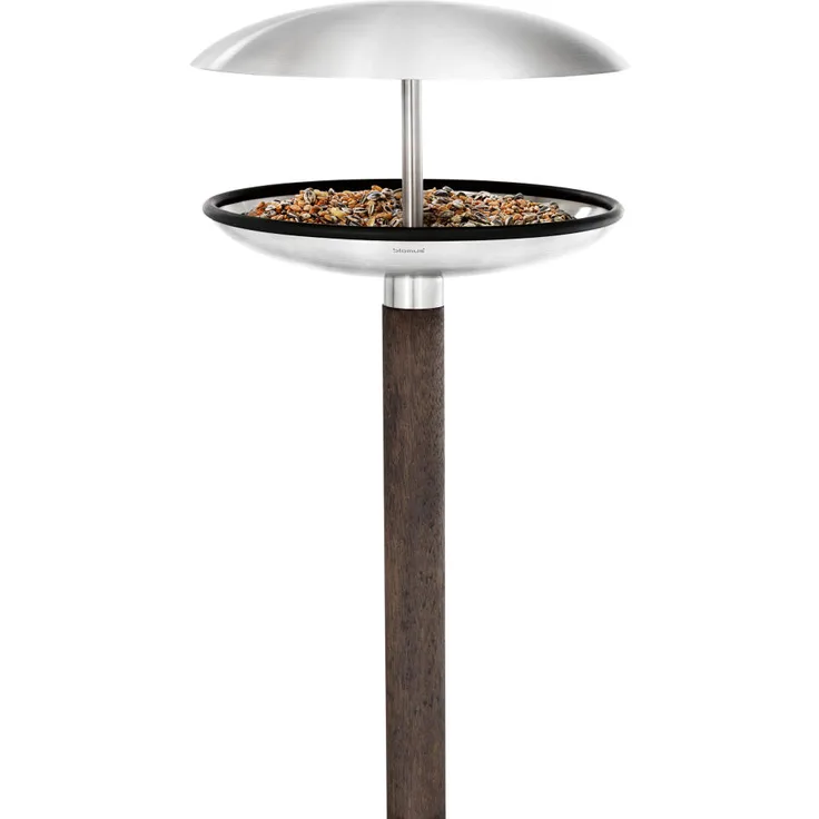 Blomus Vogel Rastplatz Fuera, Futterstation mit Holzstab, Edelstahl, 65033