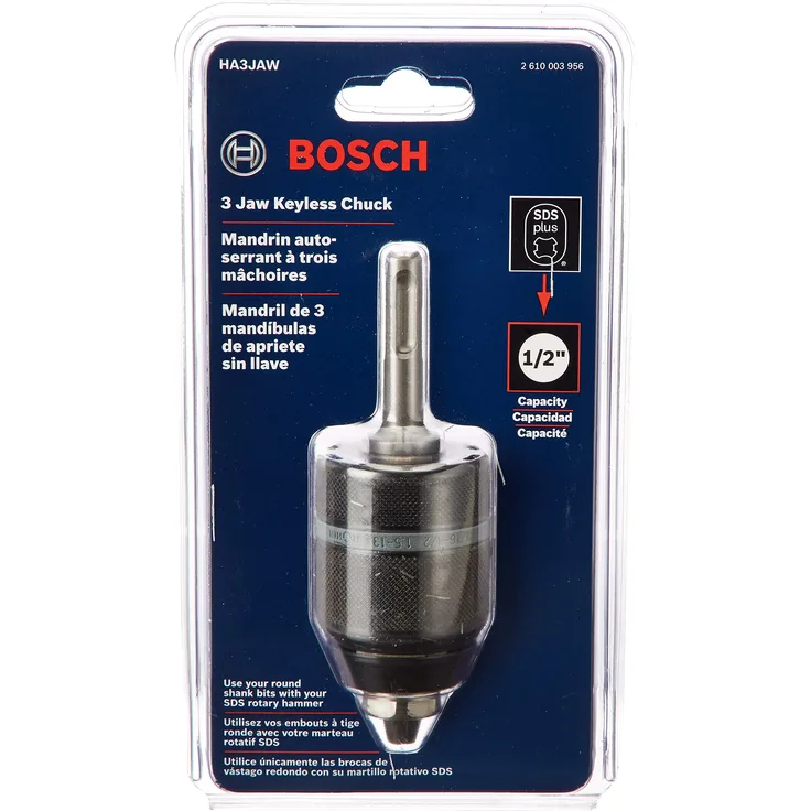 Bosch Max auf SDS-Plus Drehhammer Adapter, HA3JAW, SDS Plus bis 3 Spannfutter, 1/2-Inch