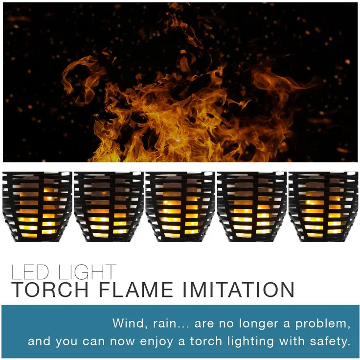 LUMISKY Taschenlampe MAITY SUN Lampe Torche LED Imitation Flamme Solaire pour Jardin, ABS, Noir, 11x11x78 cm