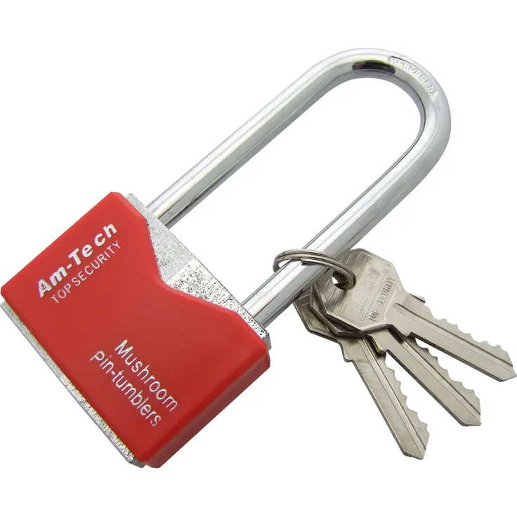 Am-Tech 40 mm Long Shackle Rhombic Chrome Plated Iron Padlock, T0707