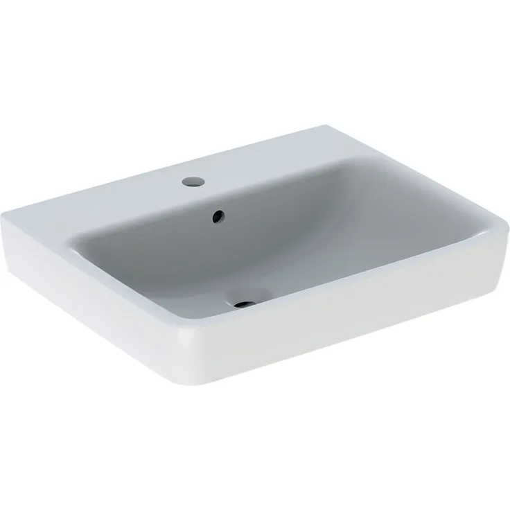 Geberit Renova Plan, Waschtisch, 60x48 cm, 1 Hahnloch, mit Überlauf, 501636, Farbe: Weiß - 501.636.00.1