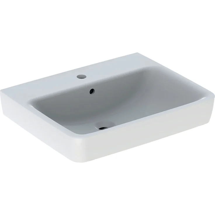 Geberit Renova Plan, Waschtisch, 60x48 cm, 1 Hahnloch, mit Überlauf, 501636, Farbe: Weiß - 501.636.00.1 – Bild 1