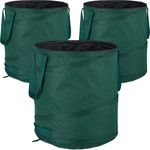 Relaxdays Laubsack selbstaufstellend, 3er-Set, Gartenabfallsack Pop-Up, 85L, Gartensack selbststehend, 46 cm, grün