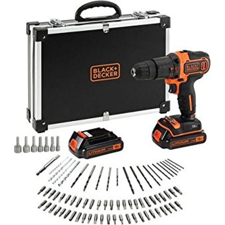 Black + Decker Black & Decker BDCHD18BAFC Akkubohrmaschine 80 tlg. Set, 1 W, 18 V – Bild 1