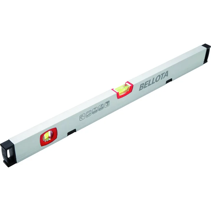 BELLOTA 50101 m-120 Wasserwaage 120 cm Stahlrohr mit Flakon Empfindlichkeit von 0,5 mm/m und starke Magnete