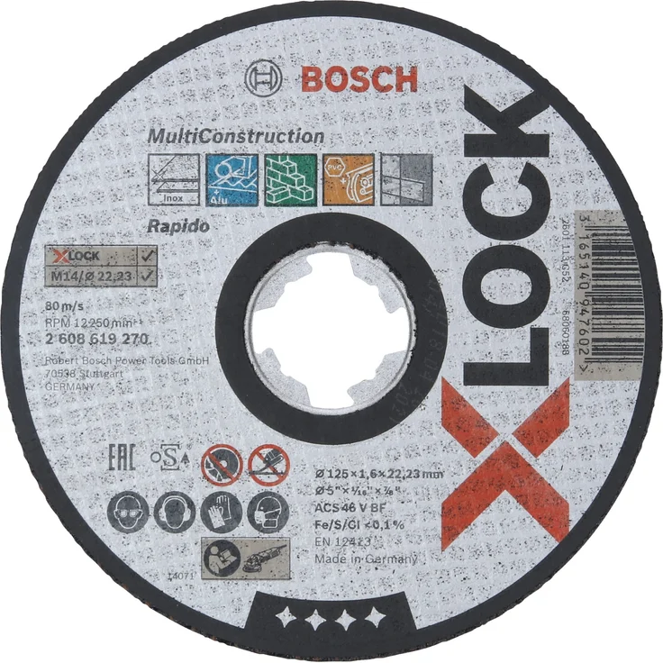 Bosch Professional Trennscheibe X-LOCK Rapido Multi Material 125mm gerade, 125 x 22,23 x 1,6 mm 1 Stück