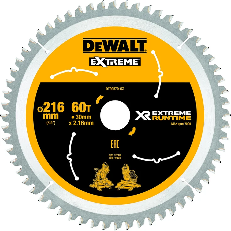 Dewalt XR Extreme Runtime Kreissaegeblatt statisch, 1 Stück, 216-30 mm 60 WZ-FZ, DT99570-QZ – Bild 1