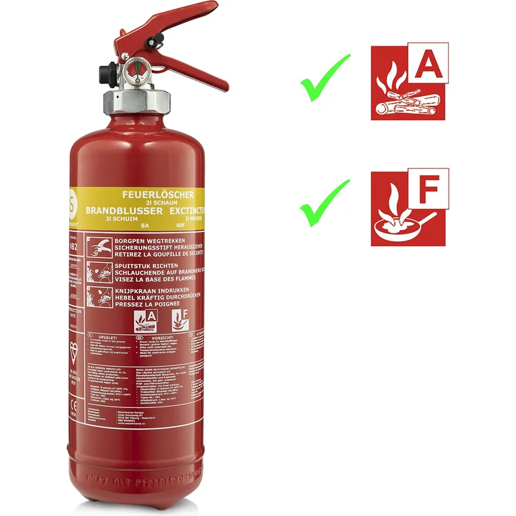 Smartwares Fettbrand-Feuerlöscher- 2 Liter Fettlöscher für Brandklasse A&F mit Wandhalterung & Manometer, FEX-15420