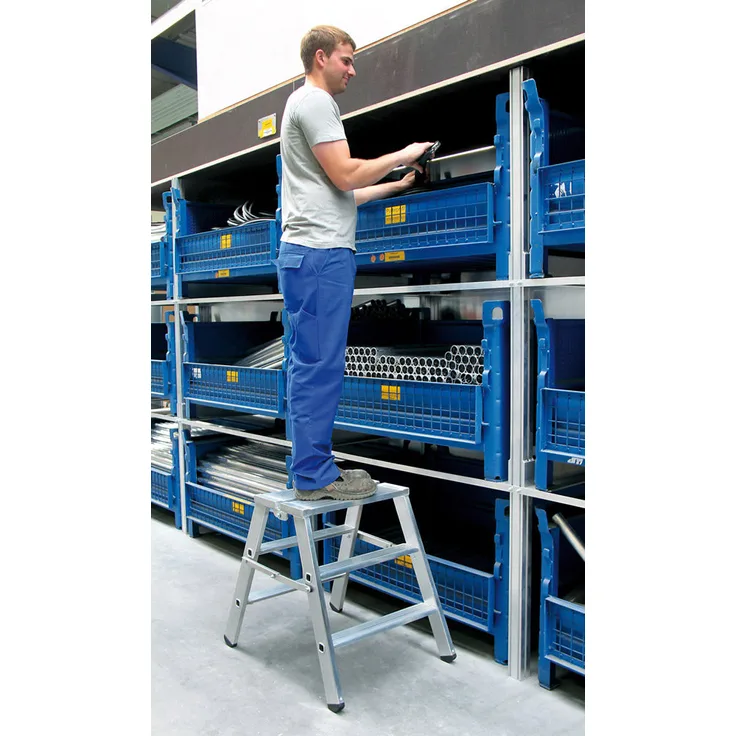 Aluminium Doppel-Klapptritt klappbar Arbeitshöhe (max.): 2.46 m Günzburger Steigtechnik 50094 Silber 4.7 kg Silber