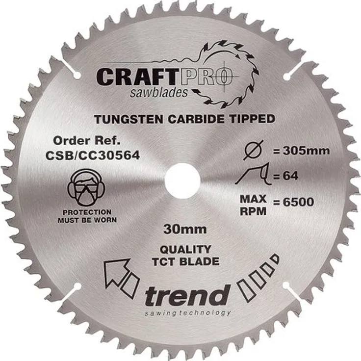 Trend CSB-CC30564 CraftPro Quersägeblatt mit 64 Zähnen, 305 x 30 mm