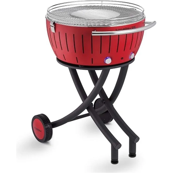 Lotusgrill LOLG-TB-600 Rauchfreier Holzkohlegrill, Rot, 78x78x48 cm