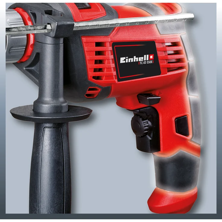 Einhell Schlagbohrmaschine TC-ID 550 E (550 W, Drehzahlregelelektronik, Drehzahlvorwahl, Rechts--Linkslauf, Metall-Tiefenanschlag, Zusatzhandgriff) – Bild 2
