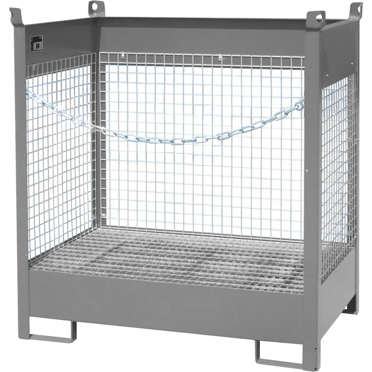 Bauer Fass-Stapelpalette FSP-2 D, Drahtgitterwände, Mausgrau