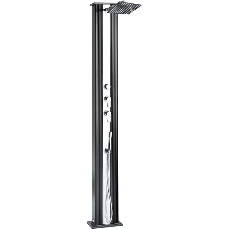 FORMIDRA DADA Straight Hybriddusche Solardusche 40L Aluminium Dusche Pooldusche schwarz silber
