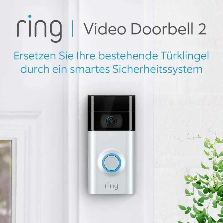Ring Video Doorbell 2 Video Türklingel 2 1080p HD-Video, Gegensprechfunktion, Bewegungsmelder, WLAN, Satin Nickel – Bild 2